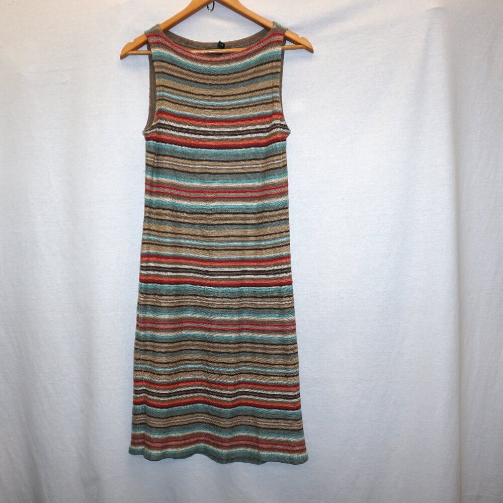 LAUREN Sunset Stripe Linen Silk knit tank dress Small B-4